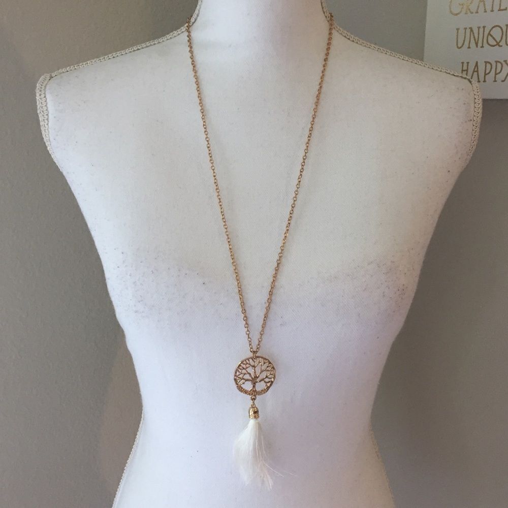 Tree & Tassel Pendant Necklace